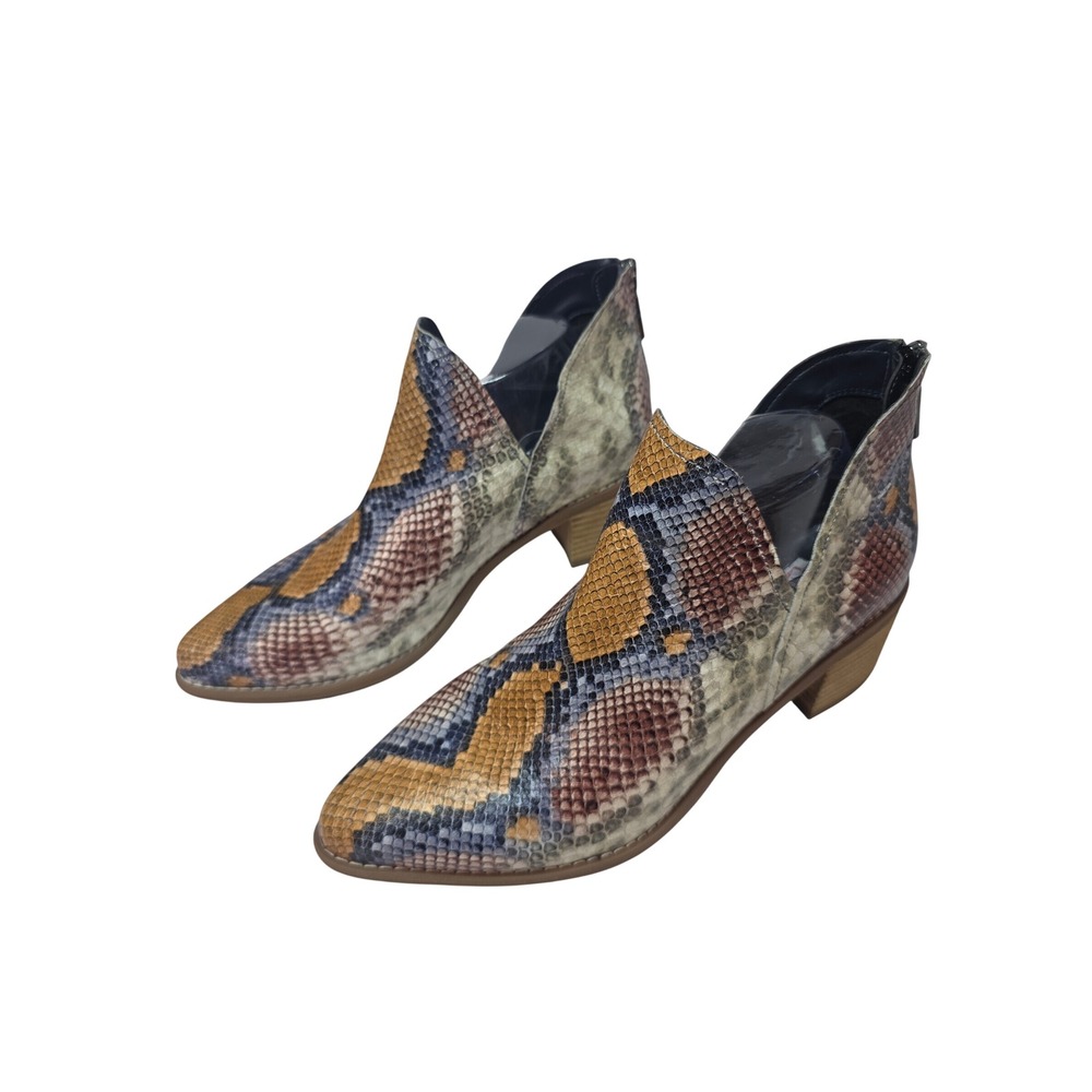 Blondo Waterproof Snakeskin Print Leather Ankle Boots Multi Color B6789 918 10M